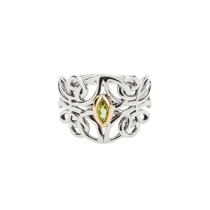 Sterling Silver 10k Guardian Angel Peridot Ring