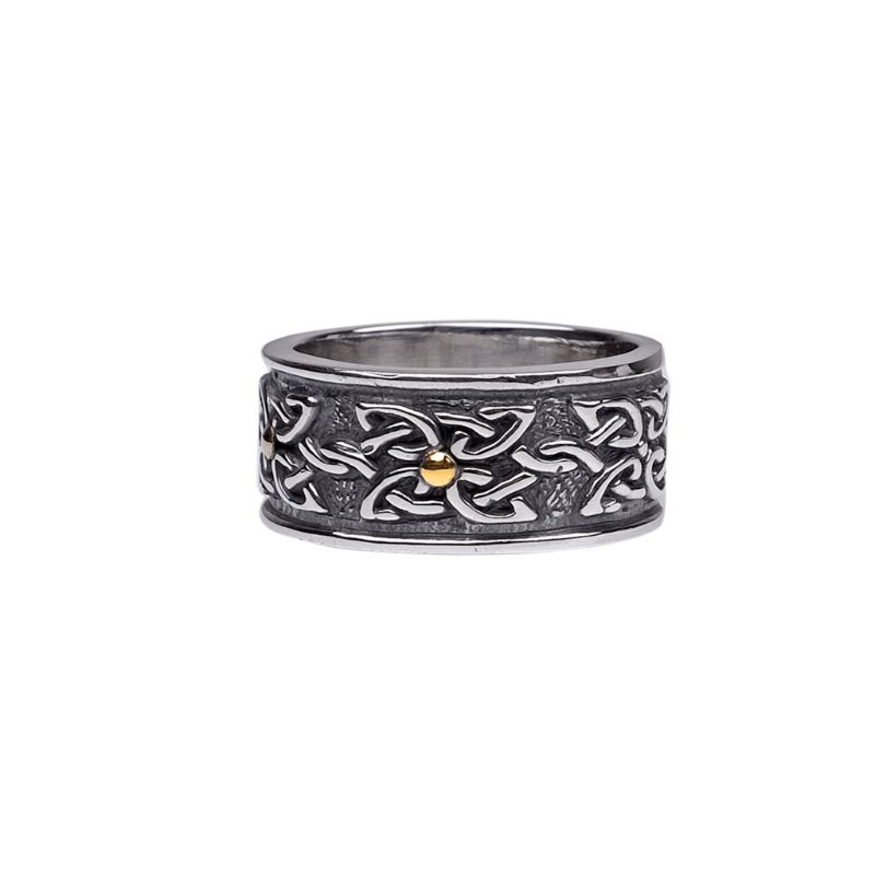 Sterling Silver Oxidized 18k Celtic Knot Ring